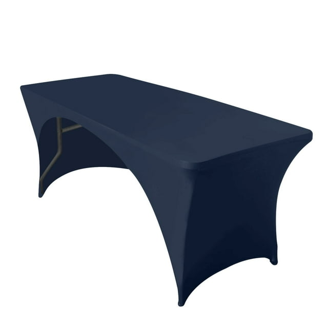 Efavormart 8FT Navy Blue Open Back Stretch Spandex Table Cover ...