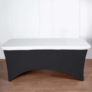 Efavormart 8FT White Rectangular Stretch Spandex Table Top Cover