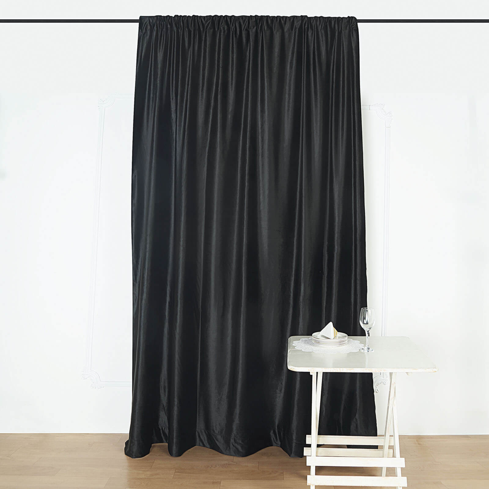 Efavormart 8Ft H x 8Ft W Premium BLACK Velvet Backdrop Curtain Panel Drape Background For Events