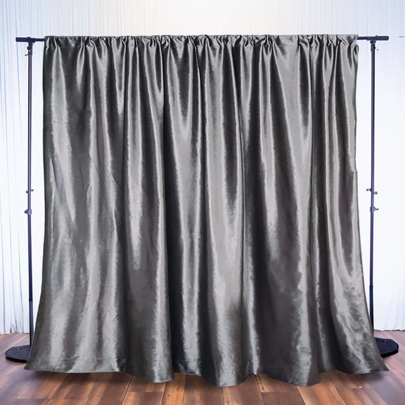 Efavormart 8Ft H x 8Ft W Premium CHARCOAL GREY Velvet Backdrop Curtain Panel Drape Background For Events