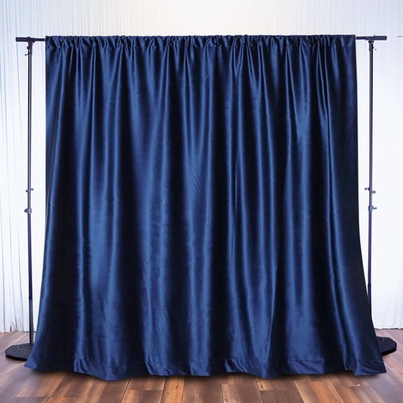 Efavormart 8Ft H x 8Ft W Premium NAVY BLUE Velvet Backdrop Curtain Panel Drape Background For Events
