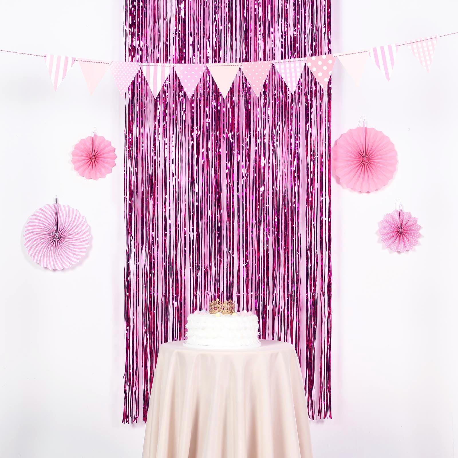 Efavormart 8ft Fuchsia Metallic Tinsel Foil Fringe Doorway Curtain ...