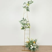 Efavormart 8ft Gold Metal Curved Wedding Aisle Stand, Flower Arch Frame Photo Backdrop Stand, Collapsible Balloon Stand With Solid Rectangular Base