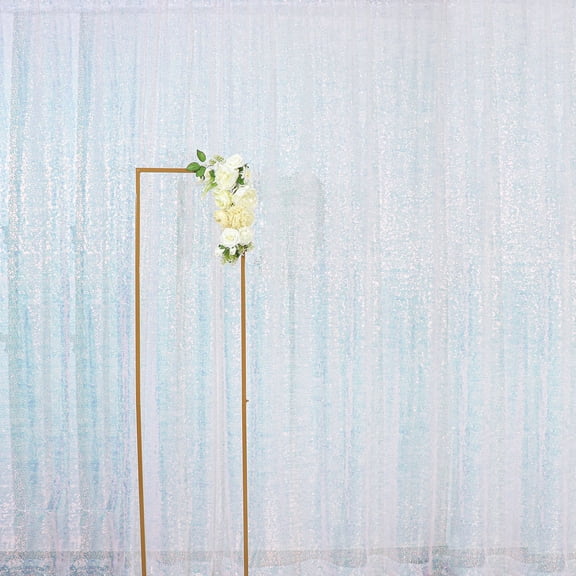 Efavormart 8ft Iridescent BlueSequin Photo Booth Backdrop Photography Backdrop With Rod Pockets