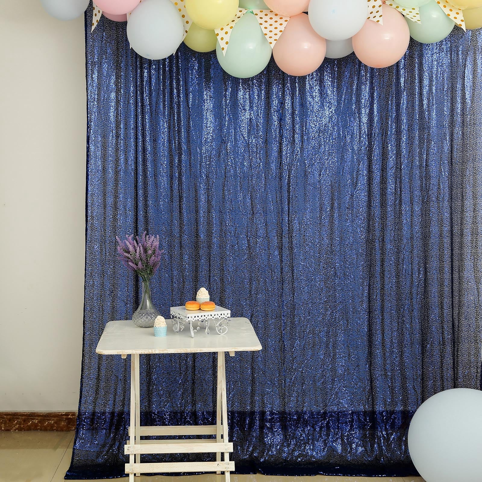 Efavormart 8ft Navy Blue Sequin Photo Booth Backdrop Photography ...