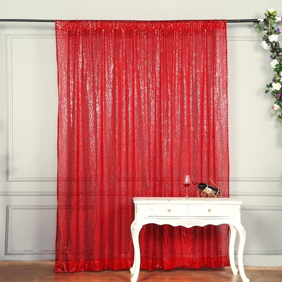 Efavormart 8ft Red Sequin Photo Booth Backdrop Photography Backdrop With Rod Pockets
