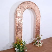 Efavormart 8ft Rose Gold Big Payette Sequin Open Arch Backdrop Cover, Double-Sided U-Shaped Fitted Wedding Arch Slipcover