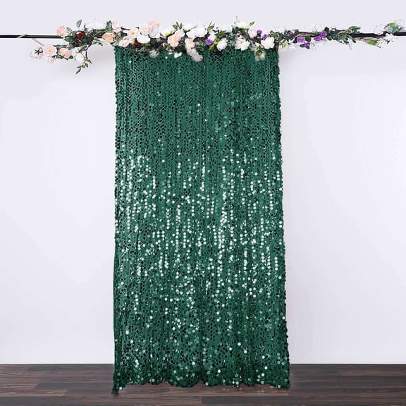 Efavormart 8ft x 8ft  Hunter Emerald Green Big Payette Sequin Curtains Photo Booth Backdrop with Rod Pocket  Photo Booth Backdrops Photography Background Drapes for Birthday Wedding Party
