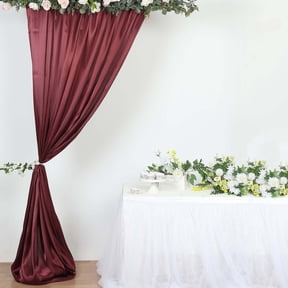 Efavormart 8ftx10ft Burgundy Satin Curtain Panel Backdrop Drapes, Photo Booth Backdrop With Rod Pocket