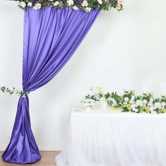 Efavormart 8ftx10ft Purple Satin Curtain Panel Backdrop Drapes, Photo Booth Backdrop With Rod Pocket