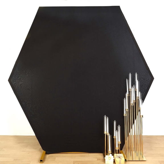 Efavormart 8ftx7ft Black 2-Sided Spandex Fit Hexagon Wedding Arch Backdrop Cover
