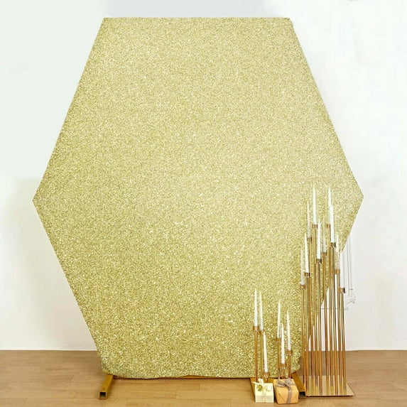 Efavormart 8ftx7ft Champagne 2-Sided Spandex Fit Hexagon Wedding Backdrop Cover