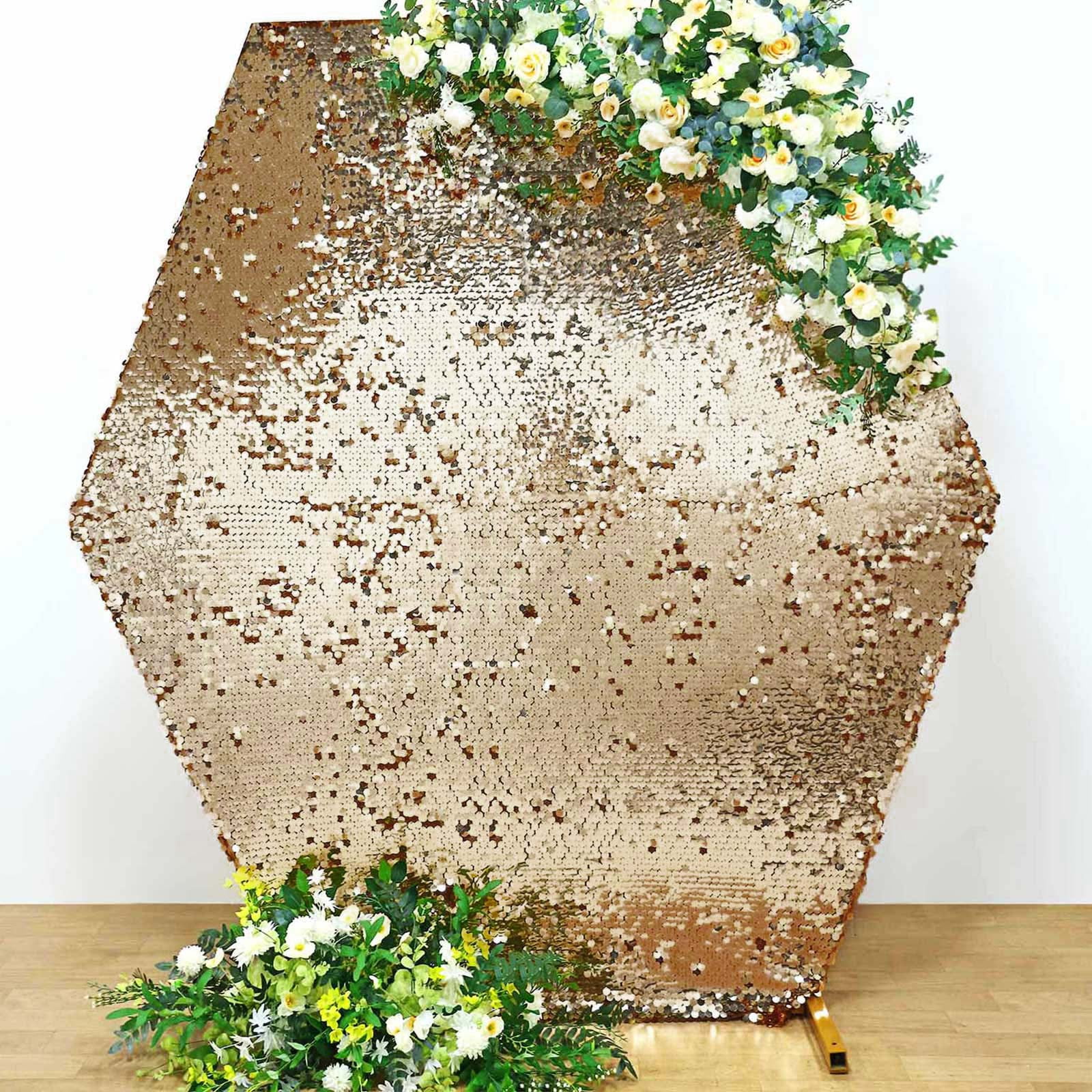 Efavormart 8ftx7ft Gold Big Payette Sparkle Sequin Hexagon Wedding Arch ...