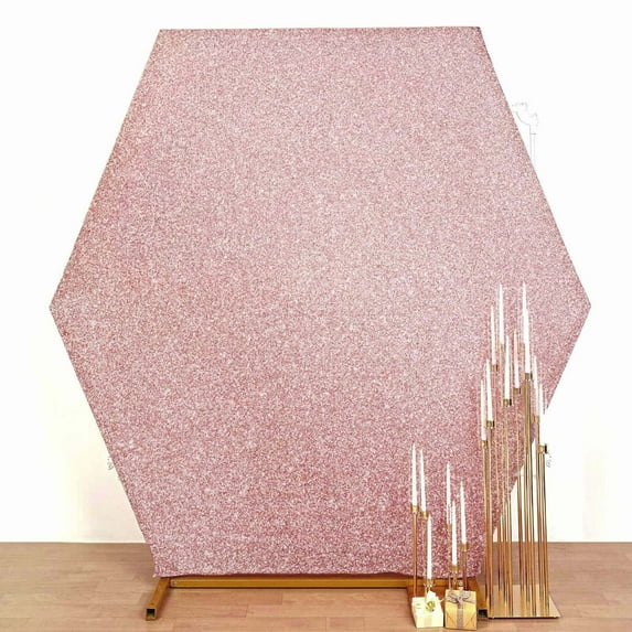 Efavormart 8ftx7ft Rose Gold 2-Sided Spandex Fit Hexagon Wedding Backdrop Cover