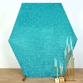 Efavormart 8ftx7ft Turquoise 2-Sided Spandex Fit Hexagon Wedding Backdrop Cover