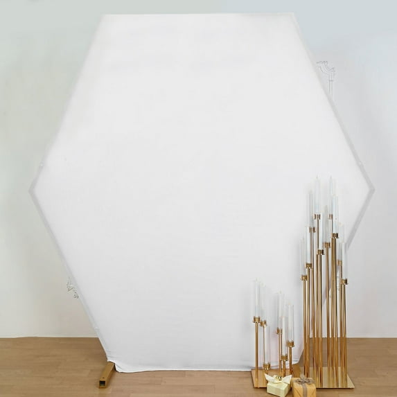Efavormart 8ftx7ft White 2-Sided Spandex Fit Hexagon Wedding Arch Backdrop Cover