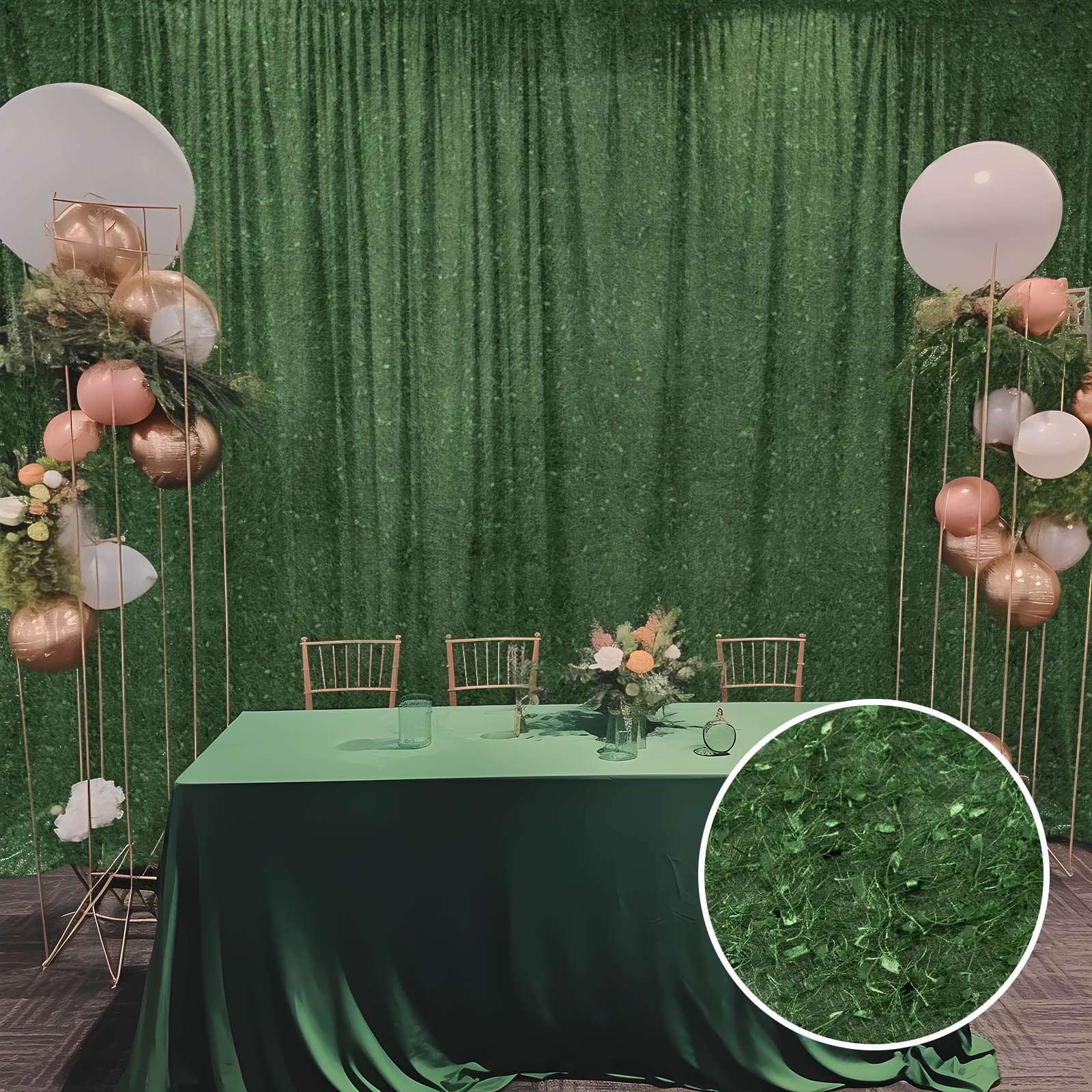 Efavormart 8ftx8ft Green Fringe Shag Polyester Photo Backdrop Curtain, Minky Fabric Wedding ...