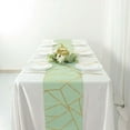 thumbnail image 1 of Efavormart 9 Ft Sage Green Gold Foil Geometric Pattern Blush Polyester Table Runner, 1 of 11