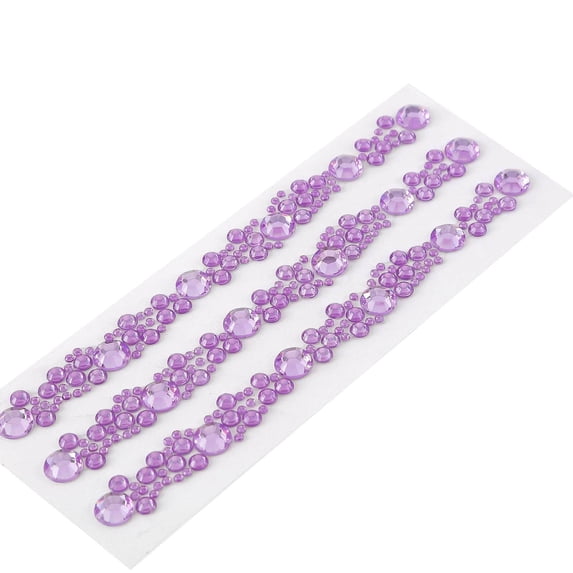 Efavormart 9 Strips Lavender Stick on Rhinestone Gems Heptagon Self Adhesive Diamond Rhinestones