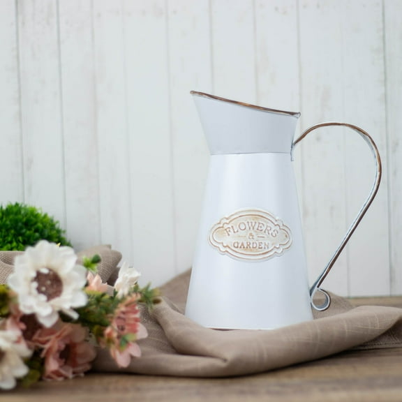 Efavormart 9" Vintage Metal Decorative Garden Water Pitcher Centerpiece, Rustic Shabby Chic Milk Jug Flower Vase