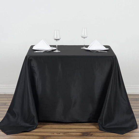 Efavormart 90" BLACK Wholesale Linens Polyester Square Linen Tablecloth for Kitchen Dining Catering Wedding Birthday Party Events
