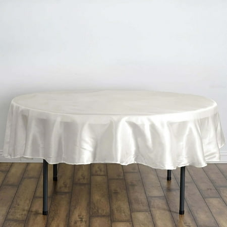 Efavormart 90 Inch Satin Round Tablecloth, Washable Linen Table Cover, Decorative Silky Fabric for Wedding, Party, Banquet Events - Ivory