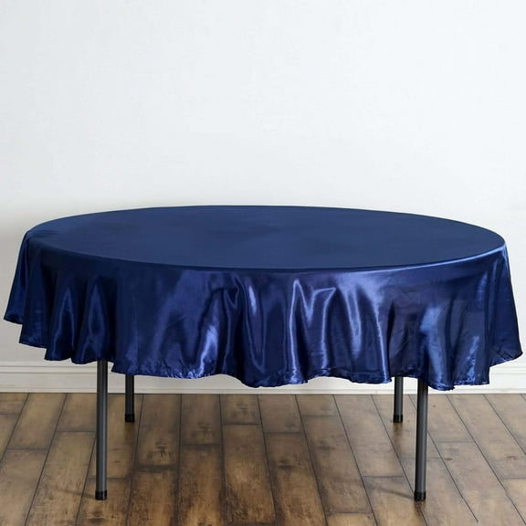 Efavormart 90" NAVY BLUE Wholesale Linens SATIN Round Tablecloth for Kitchen Dining Catering Wedding Birthday Party Events