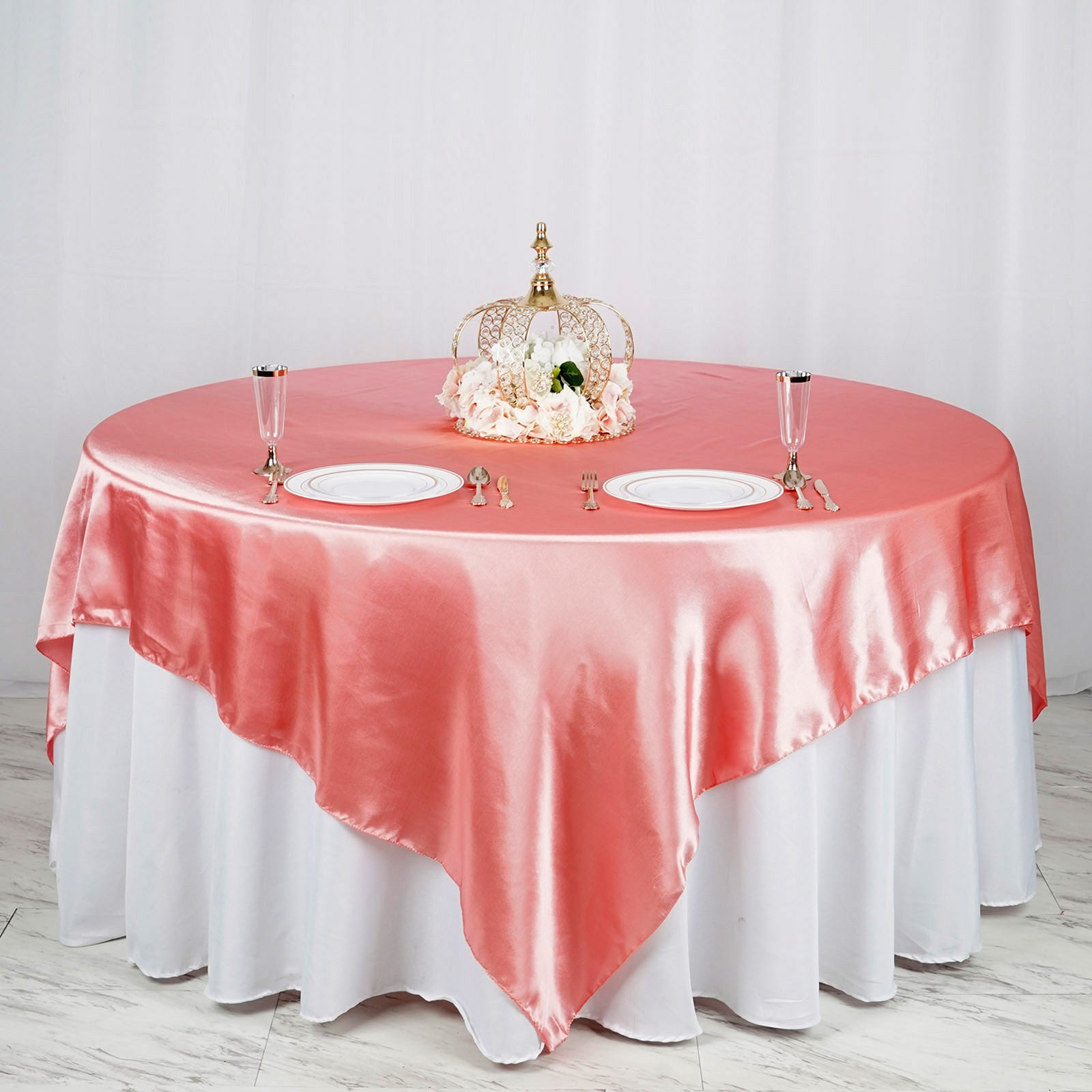 Efavormart 90" SATIN Square Tablecloth Overlay For Wedding Catering