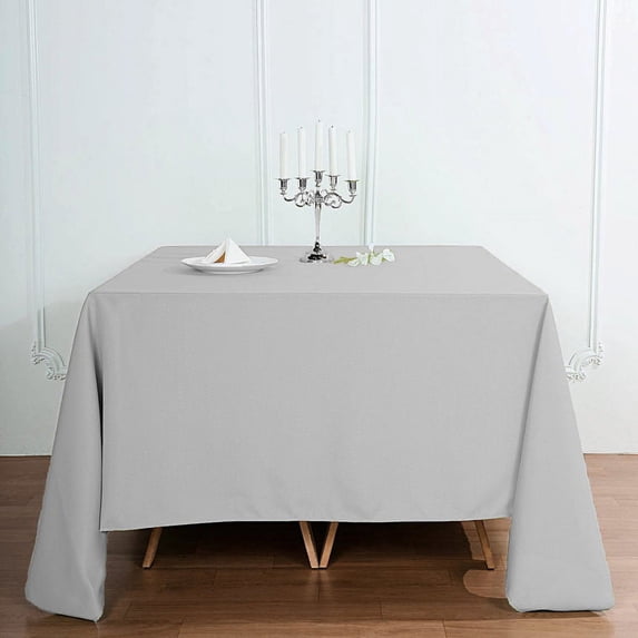Efavormart 90" SILVER Wholesale Linens Polyester Square Linen Tablecloth for Kitchen Dining Catering Wedding Birthday Party Events