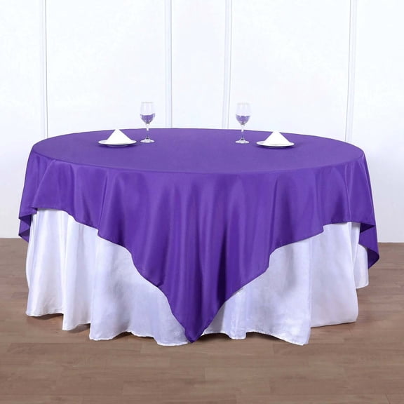 Efavormart 90" Square Polyester Table Overlay for Wedding Kitchen Dining Events - Purple