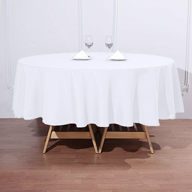 Efavormart 90" White Polyester Round Tablecloth