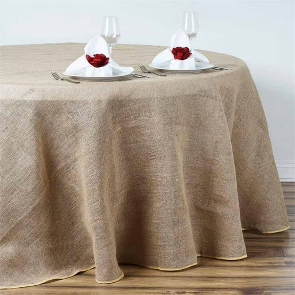 Efavormart 90" Wholesale Natural Rustic Burlap Tablelinens Jute Round Tablecloth For Wedding Event Decoration