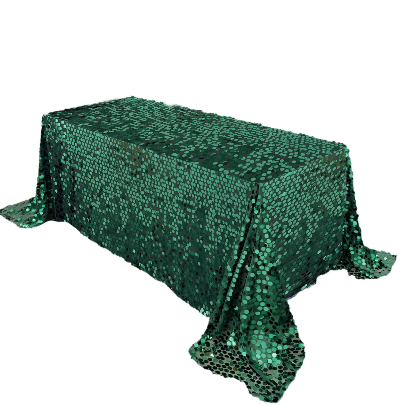 Efavormart 90"x132" Big Payette Hunter Emerald Green Sequin Rectangle ...