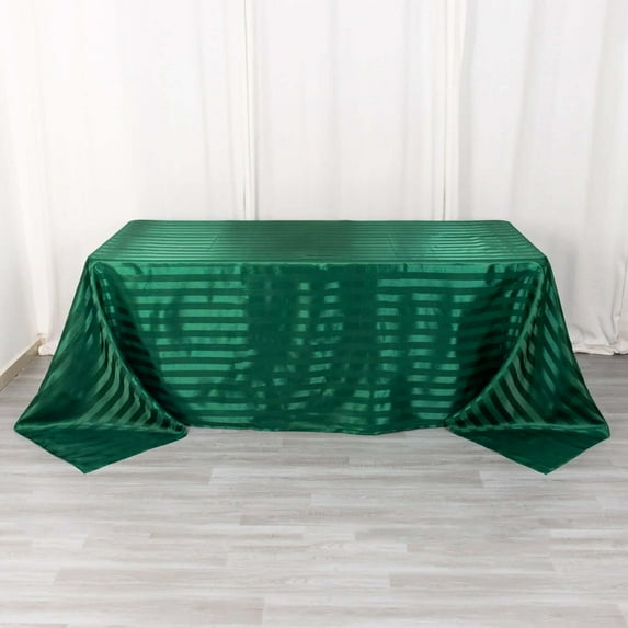 Efavormart 90"x132" Hunter Emerald Green Satin Stripe Seamless Rectangular Tablecloth