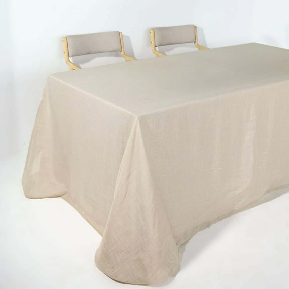 Efavormart 90"x156" Beige Rectangular Tablecloth, Linen Table Cloth With Slubby Textured, Wrinkle Resistant for Weddings, Birthdays, Party, Banquet, Kitchen Table Decorations