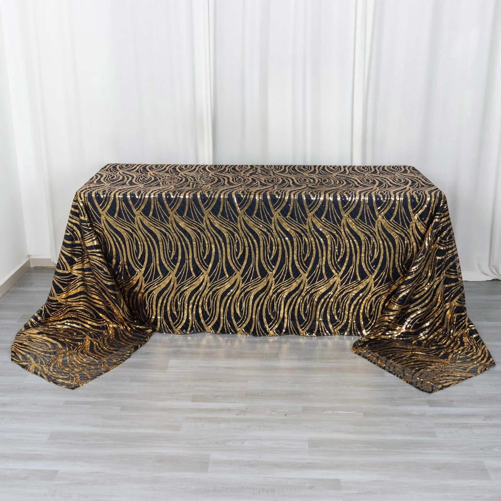 Love Black Wave Line White Rectangle Tablecloth