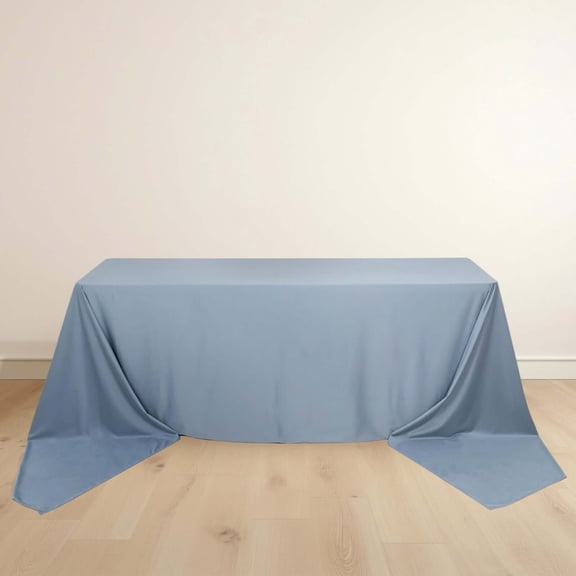 Efavormart 90"x156" Dusty Blue Premium Scuba Rectangular Tablecloth, Wrinkle Free Polyester Seamless Tablecloth