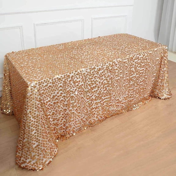 Efavormart 90"x156" Matte Champagne Big Payette Sequin Rectangle Tablecloth Premium Table Cover Party Supplies for Baby Shower Tablecloth, Wedding Birthday Party, Banquet Decor