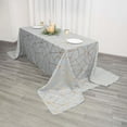 thumbnail image 1 of Efavormart 90"x156" Silver Rectangle Polyester Tablecloth With Gold Foil Geometric Pattern, 1 of 5