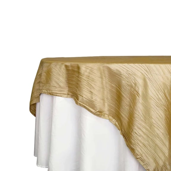 Efavormart 90"x90" Gold Accordion Crinkle Taffeta Table Overlay - Perfect for Wedding Ceremonies, Party, Event, Banquet, and Decoration - Excellence Class and Vibrancy - Imperial Luster
