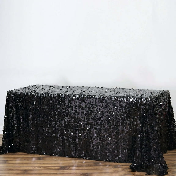 Efavormart 90X132" Black Premium Big Payette Sparkly SEQUIN Rectangle Tablecloth For Wedding Banquet Party Kitchen Dining Catering