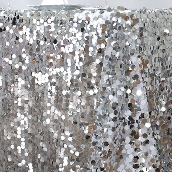 Efavormart 90X156" Silver Premium Big Payette Sparkly SEQUIN Rectangle Tablecloth For Wedding Party Kitchen Dining Catering Party