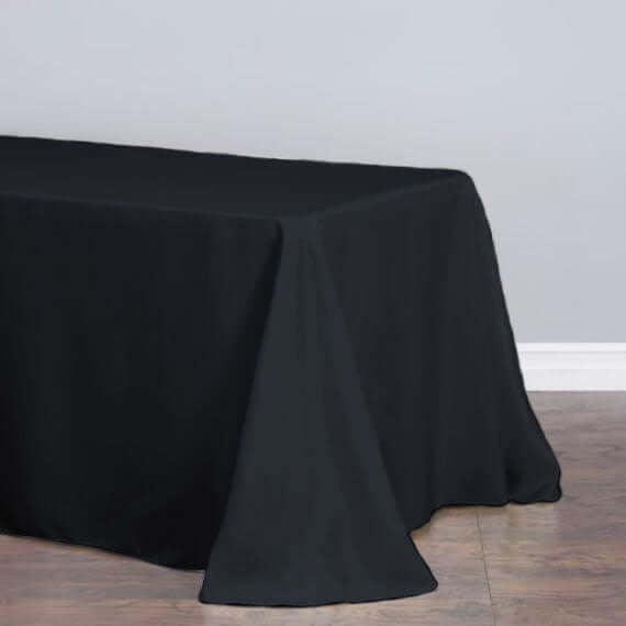 Efavormart 90x132" BLACK Wholesale Rectangle Polyester Round Corner Tablecloth Linen Wedding Party Restaurant Tablecloth