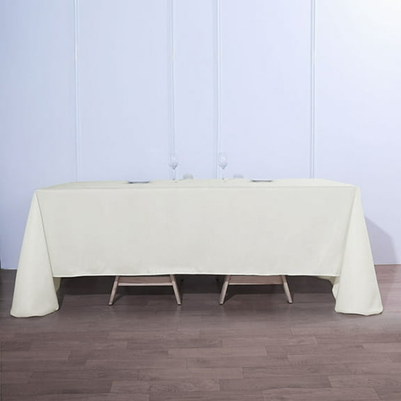 Efavormart 90x132" IVORY Wholesale Rectangle Polyester Rectangle Tablecloth Linen Wedding Party Restaurant Tablecloth