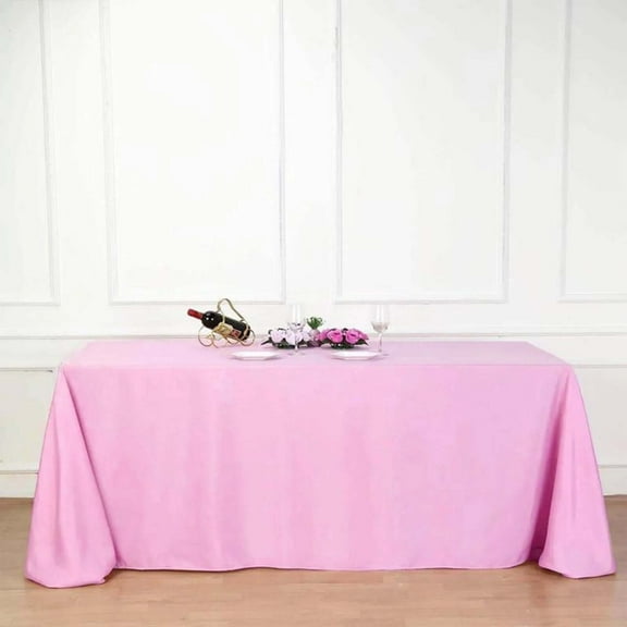 Efavormart 90x132" PINK Wholesale Rectangle Polyester Tablecloth Linen Wedding Party Restaurant Tablecloth