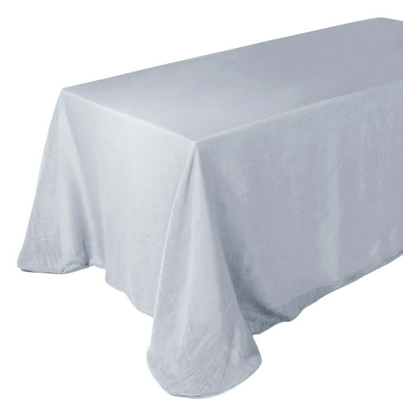 Efavormart 90x132" Silver Premium Faux Linen Rectangular Tablecloth | Wrinkle Free Tablecloth