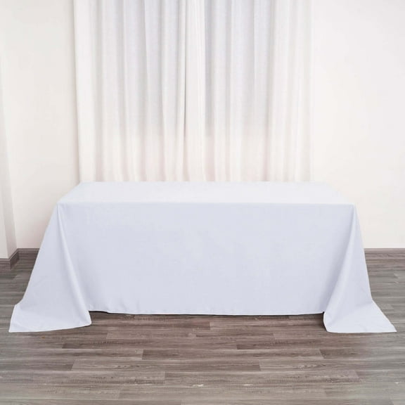 Efavormart 90x132" WHITE Wholesale Rectangle Polyester Rectangle Tablecloth Linen Wedding Party Restaurant Tablecloth
