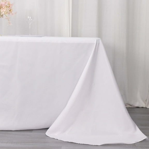 Efavormart 90x132" WHITE Wholesale Rectangle Polyester Round Corner Tablecloth Linen Wedding Party Restaurant Tablecloth