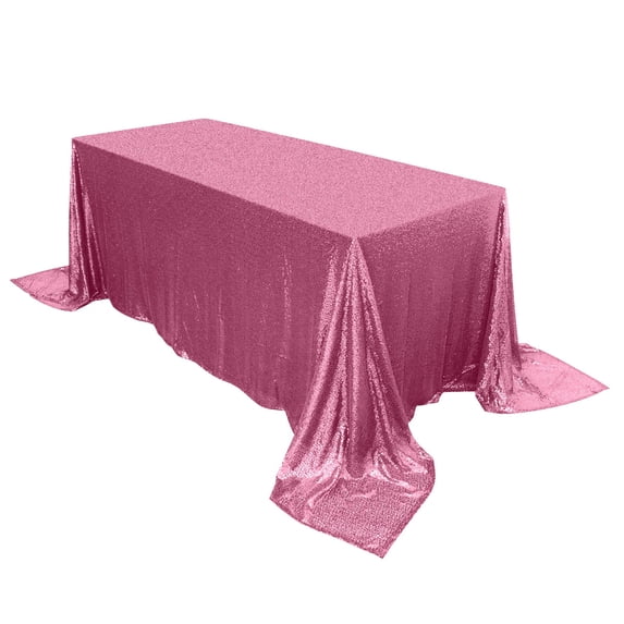 Efavormart 90x132" Wholesale Rectangle Table Cover Premium Sparkly SEQUIN Tablecloth For Banquet Wedding Party -Pink