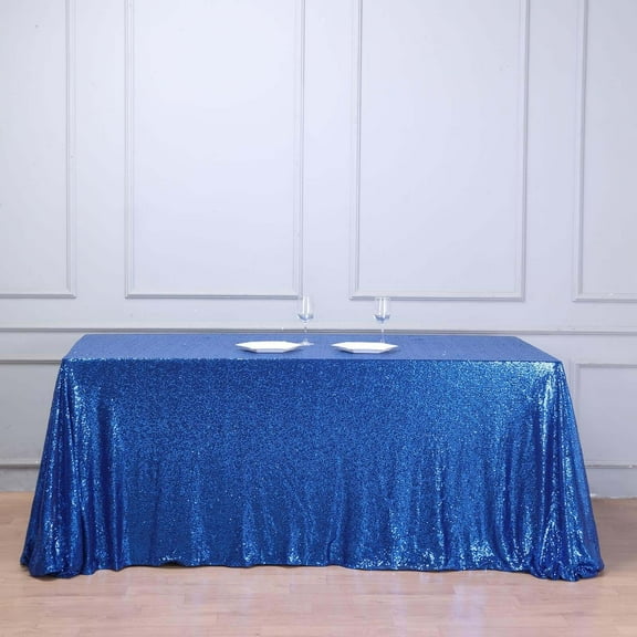 Efavormart 90x132" Wholesale Rectangle Table Cover Premium Sparkly SEQUIN Tablecloth For Banquet Wedding Party - Royal Blue